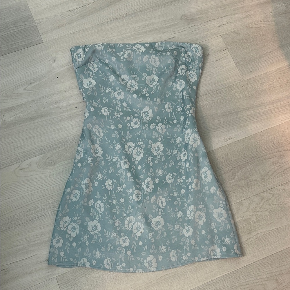 Princess Polly Blue Floral Strapless Dress